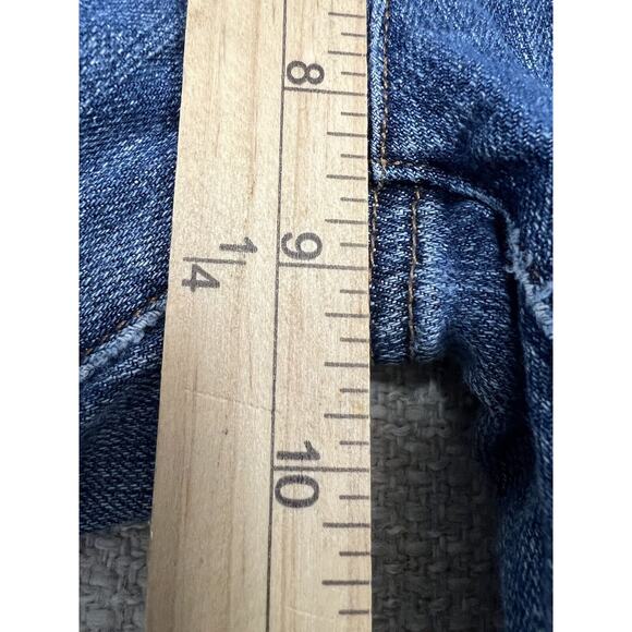 Eileen Fisher Ripped Blue Jeans Organic Cotton Mid-Rise Straight Whiskering Sz 0 - Picture 6 of 13